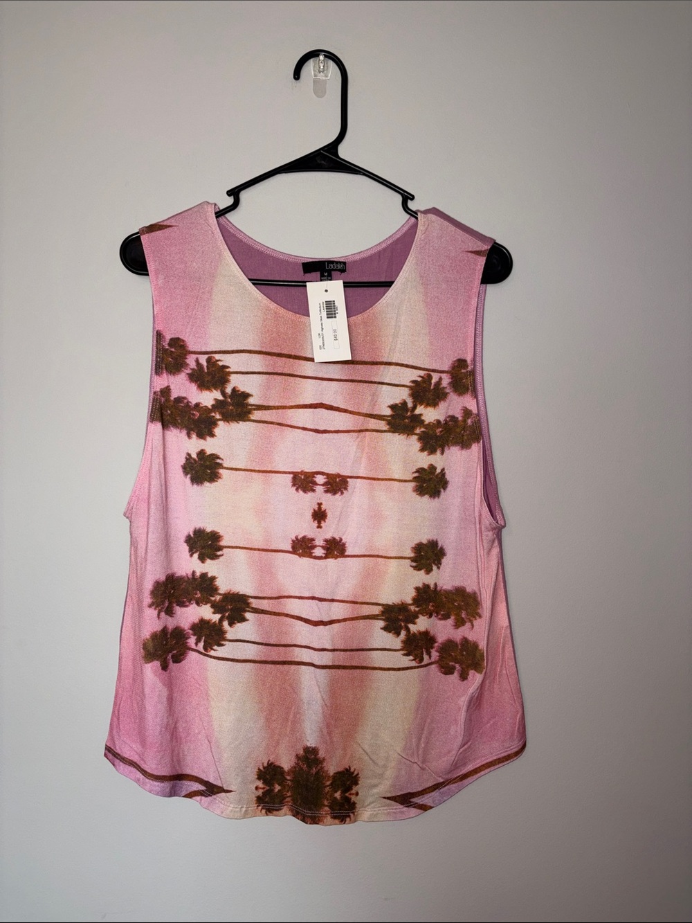 NWT Ladakh Pink Palm-Print Sleeveless Tank Medium